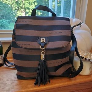 Brown & Black stripped mini backpack